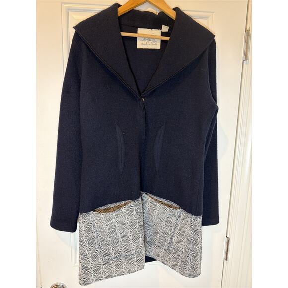 Anthropologie Jackets & Blazers - Anthropologie Angel Of The North S Boiled Wool Lace Trim Jacket Snap Shawl Neck